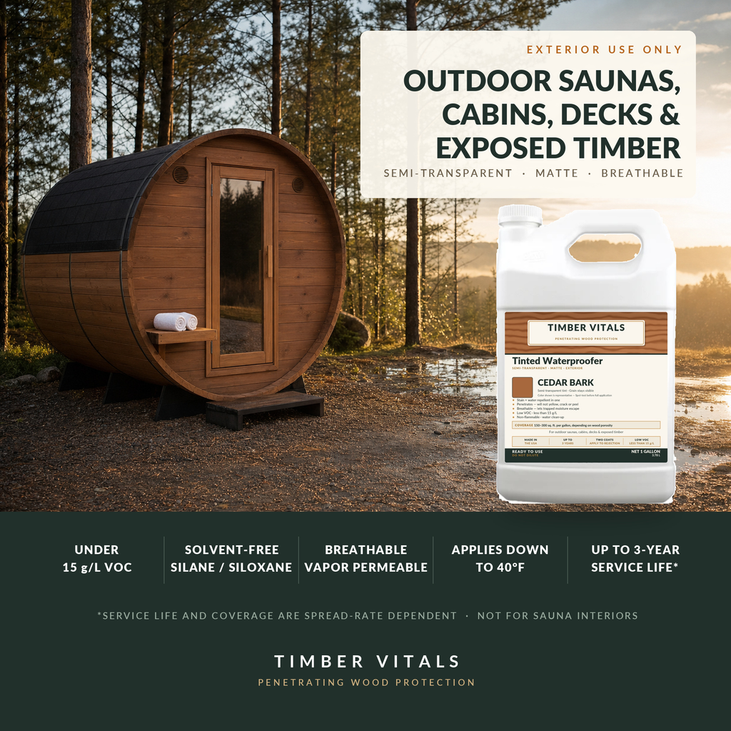 Timber Vitals Tinted Waterproofer — Ready-to-Use Penetrating Water Repellent Wood Finish (1 Gallon)