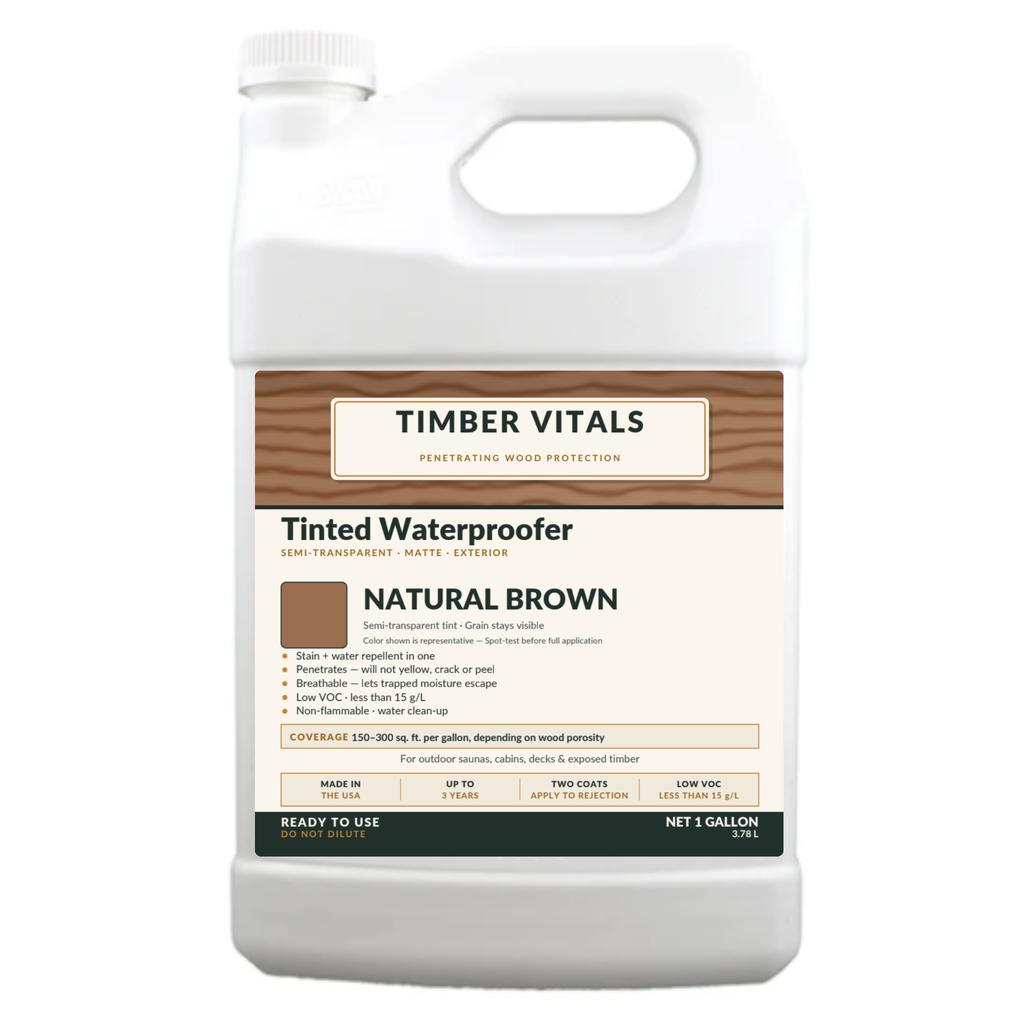 Timber Vitals Tinted Waterproofer — Ready-to-Use Penetrating Water Repellent Wood Finish (1 Gallon)